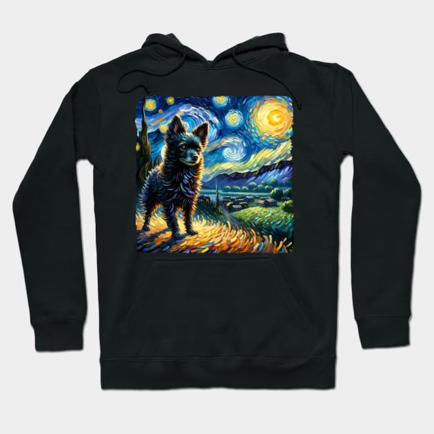 Starry Schipperke Dog Portrait - Pet Portrait Hoodie by starry_night